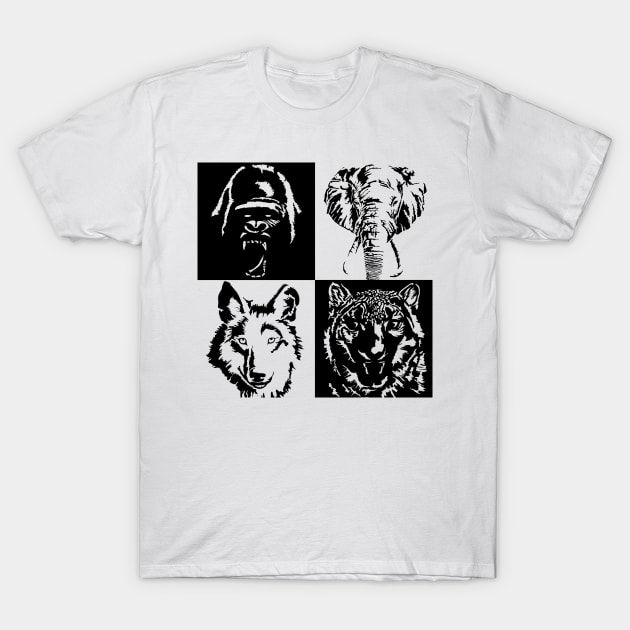 Wild animals mosaic T-Shirt by BananaPrints